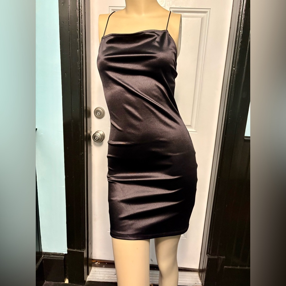 Black Satin Mini Dress